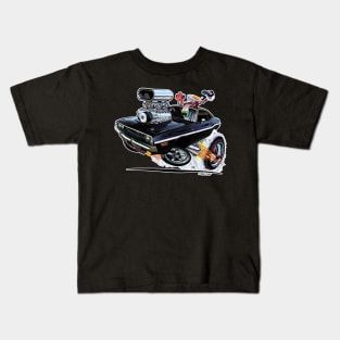 Vince Crain High Octane 1970 Challenger Black White stripe Kids T-Shirt